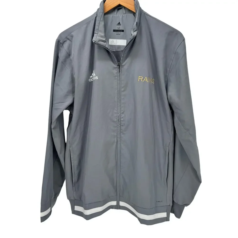 LA Rams Jacket Mens‎ Medium Gray Full Zip Climalite + Pockets NFL adidas
